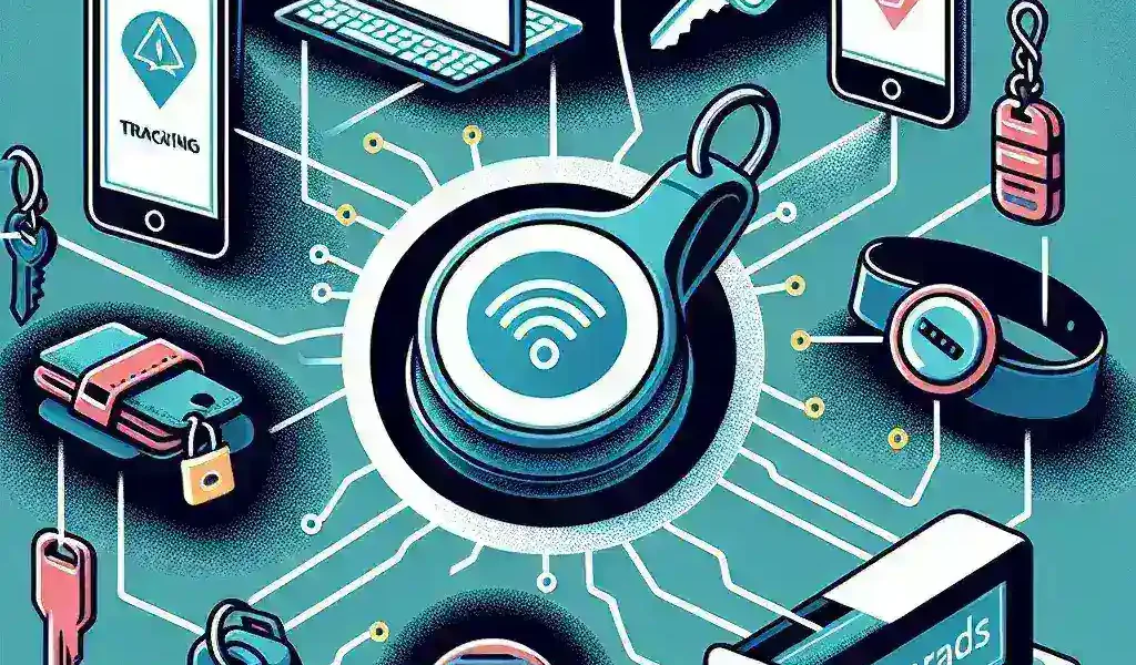 "Ilustrasi penggunaan AirTags dengan perangkat non-Apple, menunjukkan cara mengintegrasikan teknologi pelacakan dengan smartphone Android dan perangkat lainnya."